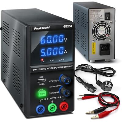 PeakTech 6224 Fuente de alimentación de laboratorio CC 0-60 V 0-5 A 300 W USB PeakTech 6224 Fuente de alimentación de laboratorio CC 0-60 V 0-5 A 300 W USB
