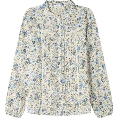 SPRINGFIELD Long Sleeve Blouse with Pleats and Double Fabric Ruffles Blusa De Manga Larga Mujer (Pack de 1) SPRINGFIELD Long Sleeve Blouse with Pleats and Double Fabric Ruffles Blusa De Manga Larga Mujer (Pack de 1)