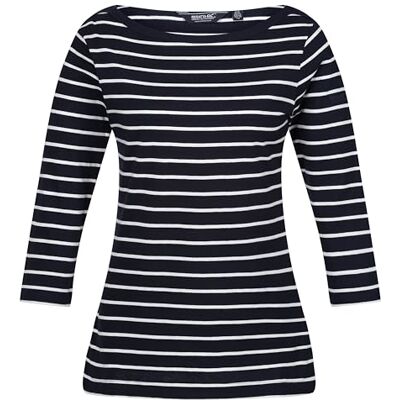 Regatta Camiseta Ligera de Mezcla de algodón Bayletta para Mujer, Azul Marino/Blanco, 36 Regatta Camiseta Ligera de Mezcla de algodón Bayletta para Mujer, Azul Marino/Blanco, 36