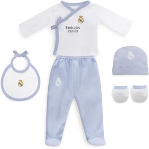 Interbaby Set Regalo 5 Piezas del Real Madrid Primera Puesta Bebé Recien Nacido Compuesto por Gorro, Camisa, Polaina, Manopla y Babero. Edad 0-6 meses. Interbaby Set Regalo 5 Piezas del Real Madrid Primera Puesta Bebé Recien Nacido Compuesto por Gorro, Camisa, Polaina, Manopla y Babero. Edad 0-6 meses.