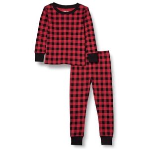 Amazon Essentials Conjuntos de Pijama Ceñidos de Algodón Unisex Niño, Rojo Cereza/Negro Estampado A Cuadros Clásico, 3 años Amazon Essentials Conjuntos de Pijama Ceñidos de Algodón Unisex Niño, Rojo Cereza/Negro Estampado A Cuadros Clásico, 3 años