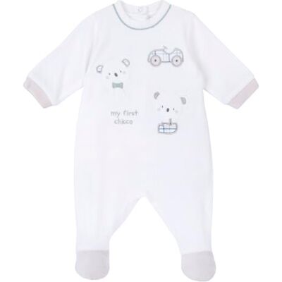 Chicco Mono de Chenilla Con Abertura En Rótula, Bebé-Niños, Blanco, 1 meses, Diseñado en Italia Chicco Mono de Chenilla Con Abertura En Rótula, Bebé-Niños, Blanco, 1 meses, Diseñado en Italia