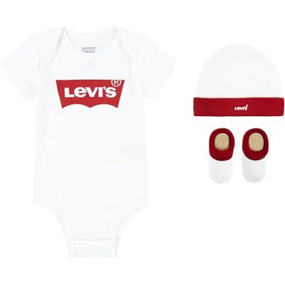 Levi's Classic batwing infant hat bodysuit bootie set 3pc Bebé-Niños Blanco (White) 6-12 meses Levi's Classic batwing infant hat bodysuit bootie set 3pc Bebé-Niños Blanco (White) 6-12 meses