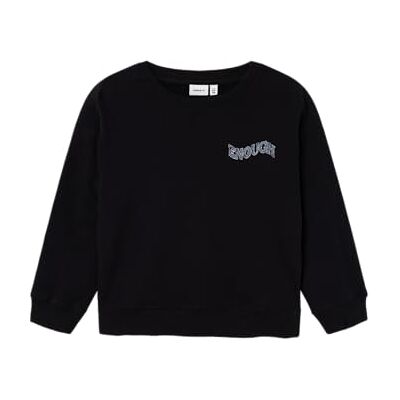 NAME IT NKFOLDET LS RLX Sweat BRU Box, Sudadera Niñas, Black, NAME IT NKFOLDET LS RLX Sweat BRU Box, Sudadera Niñas, Black,