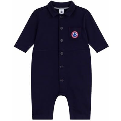 Petit Bateau Pequeño barco mono largo bebé de algodón liso, estilo pompista 01 ropa día bebé niño (paquete de 1), azul marino, 12 meses Petit Bateau Pequeño barco mono largo bebé de algodón liso, estilo pompista 01 ropa día bebé niño (paquete de 1), azul marino, 12 meses