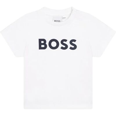 Boss Camiseta Infantil con Logotipo Grande, Blanco, 12 Meses Boss Camiseta Infantil con Logotipo Grande, Blanco, 12 Meses