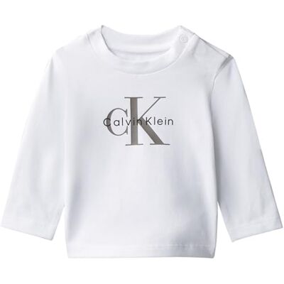 Calvin Camiseta de Manga Larga Bebés Monogram con Cuello Redondo, Blanco (Bright White), 4 Años Calvin Camiseta de Manga Larga Bebés Monogram con Cuello Redondo, Blanco (Bright White), 4 Años