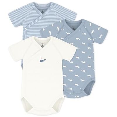 Petit Bateau Lote de bodies cruzados de manga corta de algodón impreso para bebé, multicolor 00 ropa interior día mixta bebé (lote de 3), Multicolor, 1 meses Petit Bateau Lote de bodies cruzados de manga corta de algodón impreso para bebé, multicolor 00 ropa interior día mixta bebé (lote de 3), Multicolor, 1 meses