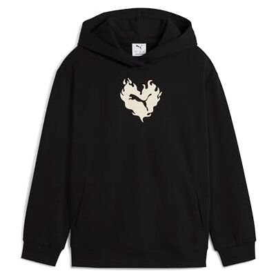 PUMA Flaming Love Hoodie TR G, Sudaderas con Capucha Niñas, Black, 140 PUMA Flaming Love Hoodie TR G, Sudaderas con Capucha Niñas, Black, 140
