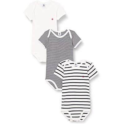 Petit Bateau , Body a Rayas de Manga Corta Unisex bebé (Pack de 3), Variante 1, 12 meses Petit Bateau , Body a Rayas de Manga Corta Unisex bebé (Pack de 3), Variante 1, 12 meses
