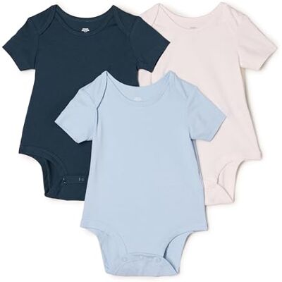 Amazon Essentials x Sofia Grainge Body de Manga Corta con Cuello Redondo Unisex Bebés, Pack de 3, Azul Claro/Azul Marino Oscuro/Marfil, 3-6 meses Amazon Essentials x Sofia Grainge Body de Manga Corta con Cuello Redondo Unisex Bebés, Pack de 3, Azul Claro/Azul Marino Oscuro/Marfil, 3-6 meses