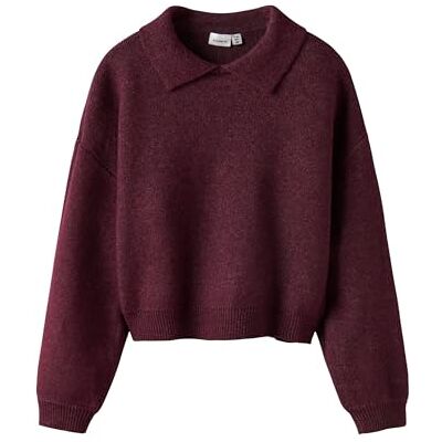 NAME IT Nkfsonia LS Polo Knit, Granate, 146-152 NAME IT Nkfsonia LS Polo Knit, Granate, 146-152