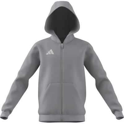 Adidas Unisex niños Entrada26 Full Zip Hoodie Kids Sweatshirt, Team Light Grey/White, 11-12 Years Adidas Unisex niños Entrada26 Full Zip Hoodie Kids Sweatshirt, Team Light Grey/White, 11-12 Years