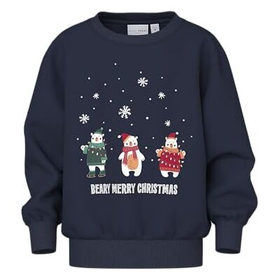 NAME IT Nmmvismas LS Nreg Sweat BRU, Azul Marino, 104 NAME IT Nmmvismas LS Nreg Sweat BRU, Azul Marino, 104