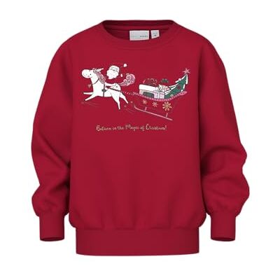 NAME IT NMFVISMAS LS NREG Sweat BRU, Sudadera Niñas, Jester Red, NAME IT NMFVISMAS LS NREG Sweat BRU, Sudadera Niñas, Jester Red,