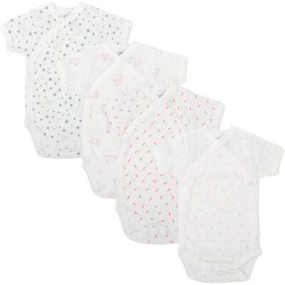 BABIDU Pack 4 Bodys Bebé Cruzado Manga Corta Algodón 100% Suave Transpirable, Ropa Primera Puesta Niño y Niña Unisex, Body Recién Nacido Ideal para Piel Sensible y Uso Diario BABIDU Pack 4 Bodys Bebé Cruzado Manga Corta Algodón 100% Suave Transpirable, Ropa Primera Puesta Niño y Niña Unisex, Body Recién Nacido Ideal para Piel Sensible y Uso Diario