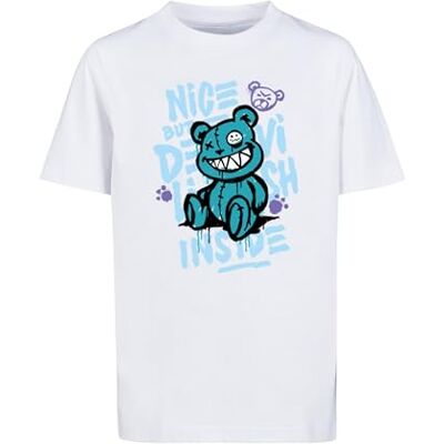 Nice But Devilish tee Camiseta Infantil de algodón, Tallas 110/116-158/164, Blanco, 158 cm Nice But Devilish tee Camiseta Infantil de algodón, Tallas 110/116-158/164, Blanco, 158 cm