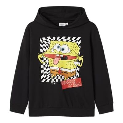 NAME IT Niños Nkmjohano Sponge Nreg Sweat WH UNB Cplg, Negro, 116 NAME IT Niños Nkmjohano Sponge Nreg Sweat WH UNB Cplg, Negro, 116