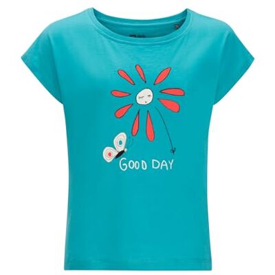 Jack Wolfskin Good Day T G Camiseta de Manga Corta para niña (Talla 116), Azul Aguamarina, 6 años Jack Wolfskin Good Day T G Camiseta de Manga Corta para niña (Talla 116), Azul Aguamarina, 6 años