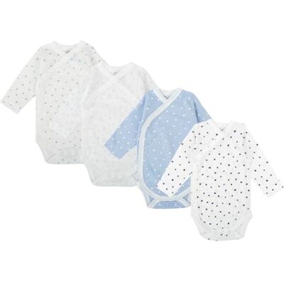 BABIDU Pack 4 Bodys Bebé Cruzado Manga Larga Algodón 100% Suave Transpirable, Body Recién Nacido Unisex Primera Puesta Niño y Niña, Ideal para Uso Diario y Piel Sensible BABIDU Pack 4 Bodys Bebé Cruzado Manga Larga Algodón 100% Suave Transpirable, Body Recién Nacido Unisex Primera Puesta Niño y Niña, Ideal para Uso Diario y Piel Sensible