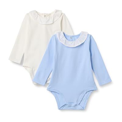 Amazon Essentials x Sofia Grainge Bodi de Manga Larga con Cuello con Volantes Bebé-Niñas, Pack de 2, Azul Claro/Marfil, 6-9 meses Amazon Essentials x Sofia Grainge Bodi de Manga Larga con Cuello con Volantes Bebé-Niñas, Pack de 2, Azul Claro/Marfil, 6-9 meses