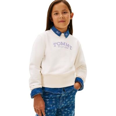 Tommy Hilfiger KG0KG08989 Sudadera con Cuello Redondo y Dobladillo Acanalado Alto para niña, Color Blanco Antiguo, 16 años, Blanco (Blanco Antiguo), 16 años Tommy Hilfiger KG0KG08989 Sudadera con Cuello Redondo y Dobladillo Acanalado Alto para niña, Color Blanco Antiguo, 16 años, Blanco (Blanco Antiguo), 16 años
