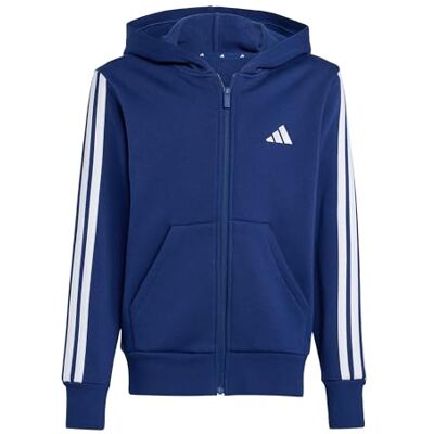 Adidas Unisex niños Essentials Full Zip Hoodie Sweatshirt, Dark Blue/White, 7-8 Years Adidas Unisex niños Essentials Full Zip Hoodie Sweatshirt, Dark Blue/White, 7-8 Years