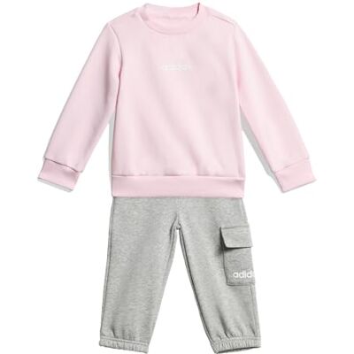 Adidas Unisex bebé Essentials Linear Logo Jogger Track Suit, clear pink/white, 18-24 Months Adidas Unisex bebé Essentials Linear Logo Jogger Track Suit, clear pink/white, 18-24 Months