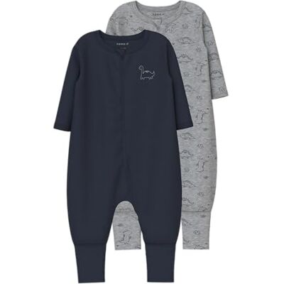 NAME IT Mono Nbmnightsuit 2P Zip FF Grey Dino Noos (2 Unidades), Gris, 62 NAME IT Mono Nbmnightsuit 2P Zip FF Grey Dino Noos (2 Unidades), Gris, 62