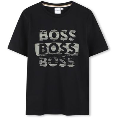 Boss Camiseta para niño, Negro, 10 años Boss Camiseta para niño, Negro, 10 años