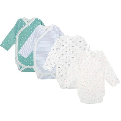 BABIDU Pack 4 Bodys Bebé Cruzado Manga Larga Algodón 100% Suave Transpirable, Body Recién Nacido Unisex Primera Puesta Niño y Niña, Ideal para Uso Diario y Piel Sensible BABIDU Pack 4 Bodys Bebé Cruzado Manga Larga Algodón 100% Suave Transpirable, Body Recién Nacido Unisex Primera Puesta Niño y Niña, Ideal para Uso Diario y Piel Sensible