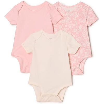 Amazon Essentials x Sofia Grainge Body de Manga Corta con Cuello Redondo Unisex Bebés, Pack de 3, Floral Delicado/Marfil/Rosa, 0-3 meses Amazon Essentials x Sofia Grainge Body de Manga Corta con Cuello Redondo Unisex Bebés, Pack de 3, Floral Delicado/Marfil/Rosa, 0-3 meses