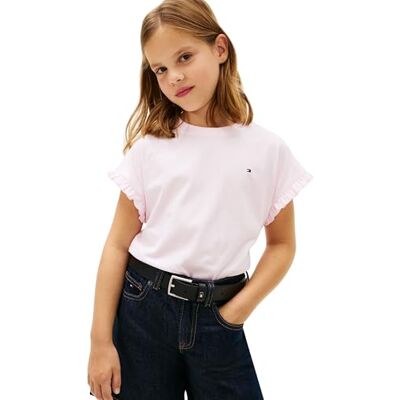 Tommy Hilfiger Camiseta de Manga Corta Chicas Essential Top Relaxed Fit, Rosa (Pearly Pink), 16 Años Tommy Hilfiger Camiseta de Manga Corta Chicas Essential Top Relaxed Fit, Rosa (Pearly Pink), 16 Años