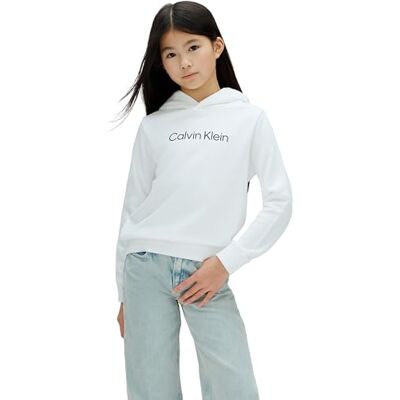 Calvin Hoodie Infantil Unisex Terry con Logotipo, Blanco (White 11-0601 Tcx), 16 Años Calvin Hoodie Infantil Unisex Terry con Logotipo, Blanco (White 11-0601 Tcx), 16 Años