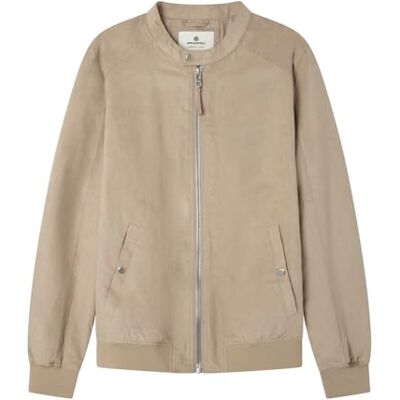 SPRINGFIELD Microperf Harrington De Ante Con Cierre De Cremallera, Bolsillo Interior, Puños Y Bajo., Arena, L SPRINGFIELD Microperf Harrington De Ante Con Cierre De Cremallera, Bolsillo Interior, Puños Y Bajo., Arena, L