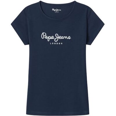 Pepe Jeans Hana Glitter N Camiseta para niña, Azul (Azul Marino), 12 años Pepe Jeans Hana Glitter N Camiseta para niña, Azul (Azul Marino), 12 años