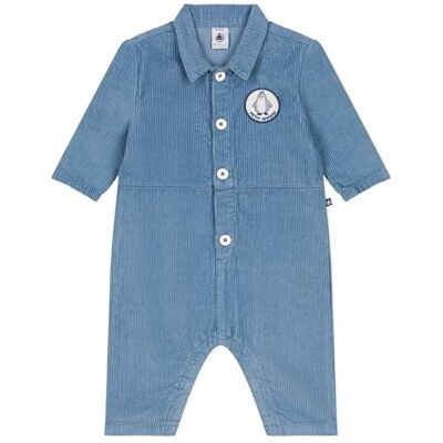 Petit Bateau Pequeño barco mono largo bebé de terciopelo liso, estilo pompista 01 ropa día bebé niño (paquete de 1), azul, 24 Petit Bateau Pequeño barco mono largo bebé de terciopelo liso, estilo pompista 01 ropa día bebé niño (paquete de 1), azul, 24
