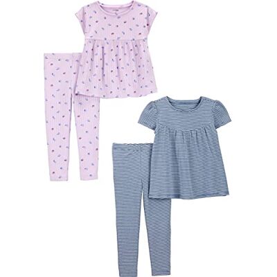 Simple Joys by Carter's 4-Piece Playwear Set Conjuntos de Ropa de Juego, Azul Rayas/Lila Fruta, 5 años (Pack de 2) bebés niñas Simple Joys by Carter's 4-Piece Playwear Set Conjuntos de Ropa de Juego, Azul Rayas/Lila Fruta, 5 años (Pack de 2) bebés niñas