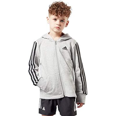 Adidas Yb Mh 3s FZ Sweatshirt, Niños, Medium Grey Heather/Black, 4-5Y Adidas Yb Mh 3s FZ Sweatshirt, Niños, Medium Grey Heather/Black, 4-5Y