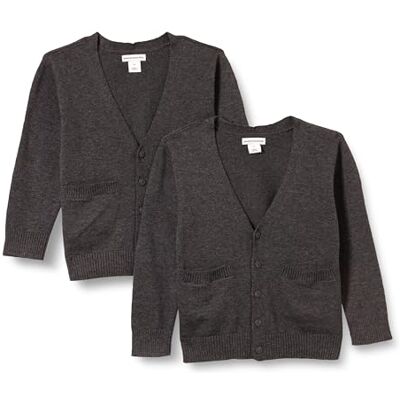 Amazon Essentials Rebecas en algodón liso Unisex Niño, Pack de 2, Carbón Mezcla, 4 años Amazon Essentials Rebecas en algodón liso Unisex Niño, Pack de 2, Carbón Mezcla, 4 años