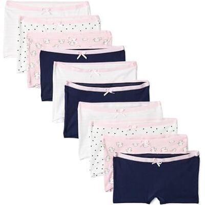 Amazon Essentials Calzoncillo Bóxer de Algodón Jersey Niñas, Paquete de 10, Spot/ Stripe/ Navy, 7-8 años Amazon Essentials Calzoncillo Bóxer de Algodón Jersey Niñas, Paquete de 10, Spot/ Stripe/ Navy, 7-8 años