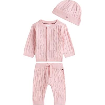Tommy Hilfiger Set Bebés Pantalón, cárdigan y gorro, Rosa (Duchess Pink), 92 Tommy Hilfiger Set Bebés Pantalón, cárdigan y gorro, Rosa (Duchess Pink), 92