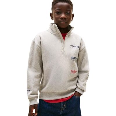 Tommy Hilfiger Sudadera con Cremallera para niño, Estampado múltiple, Media Cremallera, KB0KB10336, Gris Medio, 5 años, Gris (Gris Medio Jaspeado), 5 años Tommy Hilfiger Sudadera con Cremallera para niño, Estampado múltiple, Media Cremallera, KB0KB10336, Gris Medio, 5 años, Gris (Gris Medio Jaspeado), 5 años