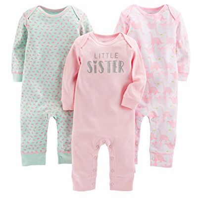 Simple Joys by Carter's Monos completos para bebés, paquete de 3 ,Pink/Mint/Dino ,US NB (EU 56-62) Simple Joys by Carter's Monos completos para bebés, paquete de 3 ,Pink/Mint/Dino ,US NB (EU 56-62)