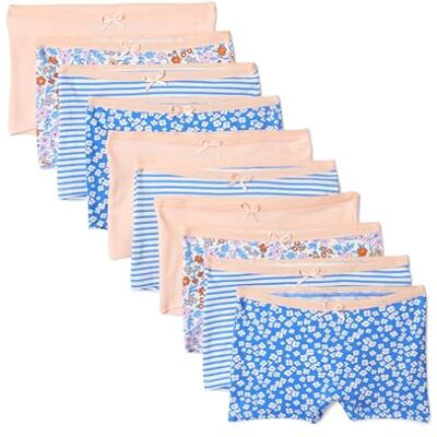 Amazon Essentials Calzoncillo Bóxer de Algodón Jersey Niñas, Paquete de 10, Melocotón, Flor, Rayas, 8-9 años Amazon Essentials Calzoncillo Bóxer de Algodón Jersey Niñas, Paquete de 10, Melocotón, Flor, Rayas, 8-9 años