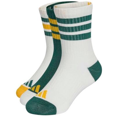Adidas Unisex niños 3Stripes Cushioned Sportswear Crew Socks 3 Pair Pack Socks, off white/collegiate green/off white, 4-5 Years Adidas Unisex niños 3Stripes Cushioned Sportswear Crew Socks 3 Pair Pack Socks, off white/collegiate green/off white, 4-5 Years