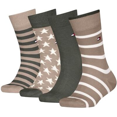 Tommy Hilfiger Breton Stripe Stars Calcetines clásicos, marrón Claro, 27-30 (Pack de 4) Unisex niños Tommy Hilfiger Breton Stripe Stars Calcetines clásicos, marrón Claro, 27-30 (Pack de 4) Unisex niños