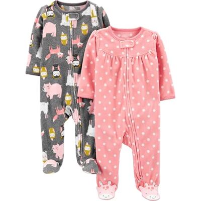 Simple Joys by Carter's Baby Girls Pijama de Forro Polar para Dormir y Jugar, Paquete de 2, Animales del Bosque carbón/Lunares Rosa Claro, recién Nacido Simple Joys by Carter's Baby Girls Pijama de Forro Polar para Dormir y Jugar, Paquete de 2, Animales del Bosque carbón/Lunares Rosa Claro, recién Nacido