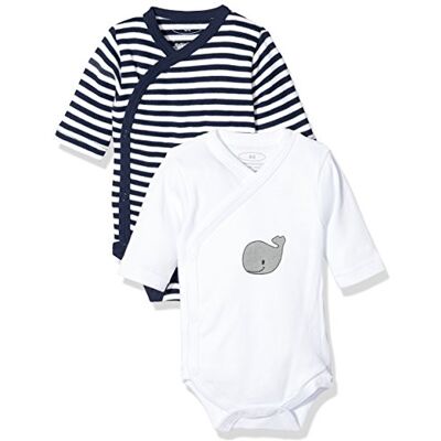 Playshoes Wrap Body 1-1-arm 2-pack Whale Body Bebe Unisex bebé (Pack de 2), Azul (Blue/White), 56 Playshoes Wrap Body 1-1-arm 2-pack Whale Body Bebe Unisex bebé (Pack de 2), Azul (Blue/White), 56