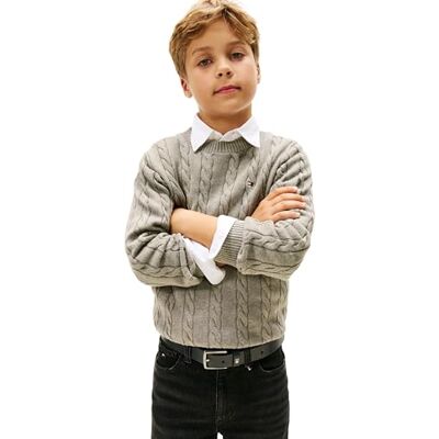 Tommy Hilfiger Jersey de algodón para Chicos Kb0kb09753, Mid Grey Heather, 5 años Tommy Hilfiger Jersey de algodón para Chicos Kb0kb09753, Mid Grey Heather, 5 años
